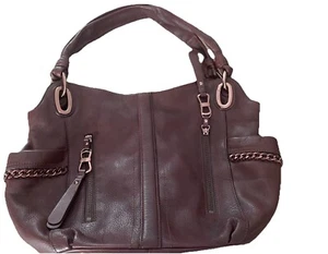 B Makowsky Womens Medium Pewter Alice Handbag/Tote Burgundy - Picture 1 of 14