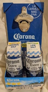 Corona Wall Mounted Bottle Opener Gift Set w 2 Corona Glasses and Lime Orig Salt - Picture 1 of 3