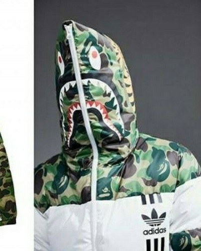 A BATHING APE (BAPE) BAPE x Adidas ABC Mimetico Firebird Shark Puffer Puffa Giacca XL A Scimmia da bagno