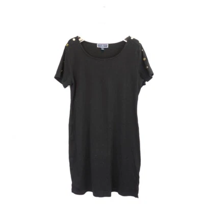Karen Scott Dress Size Medium Cotton T Shirt Shift Short Mini Black Casual Goth - Image 1 of 4