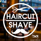 Haircut & Shave Barber Shop Hair Salon Business Window Wall Sign Sticker Mens 