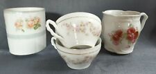 Lot 4 Antique China Germany Teacups Jar pitcher Bavaria -ALL ROSES--early 1900s