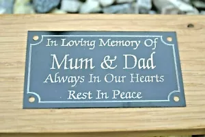 BLACK METAL MEMORIAL BENCH PLAQUE GRAVE SIGN PERSONALISED ENGRAVED 4"X2" OR 5X2" - Picture 1 of 7