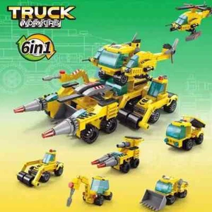 6 In 1 Transformation Building Block Dinosaur Mecha Battleship Engineering Brick - Picture 1 of 6
