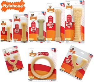 NYLABONE ORIGINAL DURA CHEW DOG TOUGH CHEW TOY BONES RING WISHBONE TOYS - Picture 1 of 11