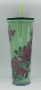 Starbucks Christmas 2021 Green Poinsettia 24oz Color Changing Tumbler - Picture 1 of 3