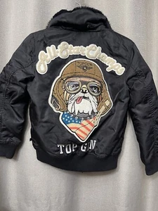 Type B-15 Top Gun Black Bomber Jacket Kids Patches U.S Air Force Sz 8 READ - Picture 1 of 22