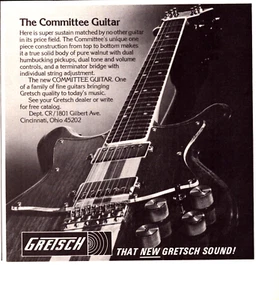 Gretsch Guitar Committee Super Sustain Sound Cincinnati OH Vintage Print Ad 1978 - Picture 1 of 4