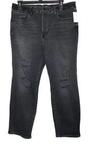 Good American New Womens Size 20 Black Wash Good Curve Straight Distressed Jeans - Picture 1 of 3