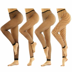 Women Fishnet Mesh See Through Footless Stretchy Tights Pant Stockings - Picture 1 of 172