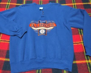 VTG University of Illinois Chief Sweatshirt Made in USA 1/4 Button Size L - Picture 1 of 6