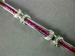 Pulsera Tenis Nudo Rubí Simulado Princesa 6CT Real Plata de Ley 925 Blanca - Imagen 1 de 9