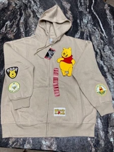 Disney Winnie the Pooh Womens Embroidered XL ZIP Hoodie Sweatshirt Sand NEW - Picture 1 of 7