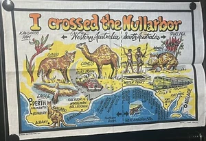 Vintage Souvenir Tea Towel I Crossed The Nullarbor WA & SA Unused Retro - Picture 1 of 9