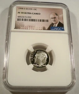Moneda de diez centavos Roosevelt 1998-S 10c PLATA NGC PF70UCAM PROOF ULTRA CAMAFEO PR 70 DC - Imagen 1 de 4
