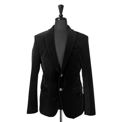 Blazer Zara Para Hombres 42 Negro Terciopelo Abrigo Deportivo 2 Botones Chaqueta Forrada Noche Formal Foto 1 de 4