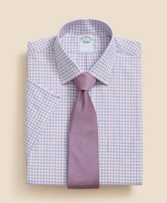 NEW BROOKS BROTHERS Stretch Ainsley SHORT SLEEVE Dress Shirt 15 PURPLE/AUTHENTIC - Image 1 of 4