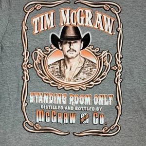 Camiseta Tim Mcgraw 2024 Standing Room Only Gira de Conciertos Talla Grande Gris Jaspeado - Imagen 1 de 10