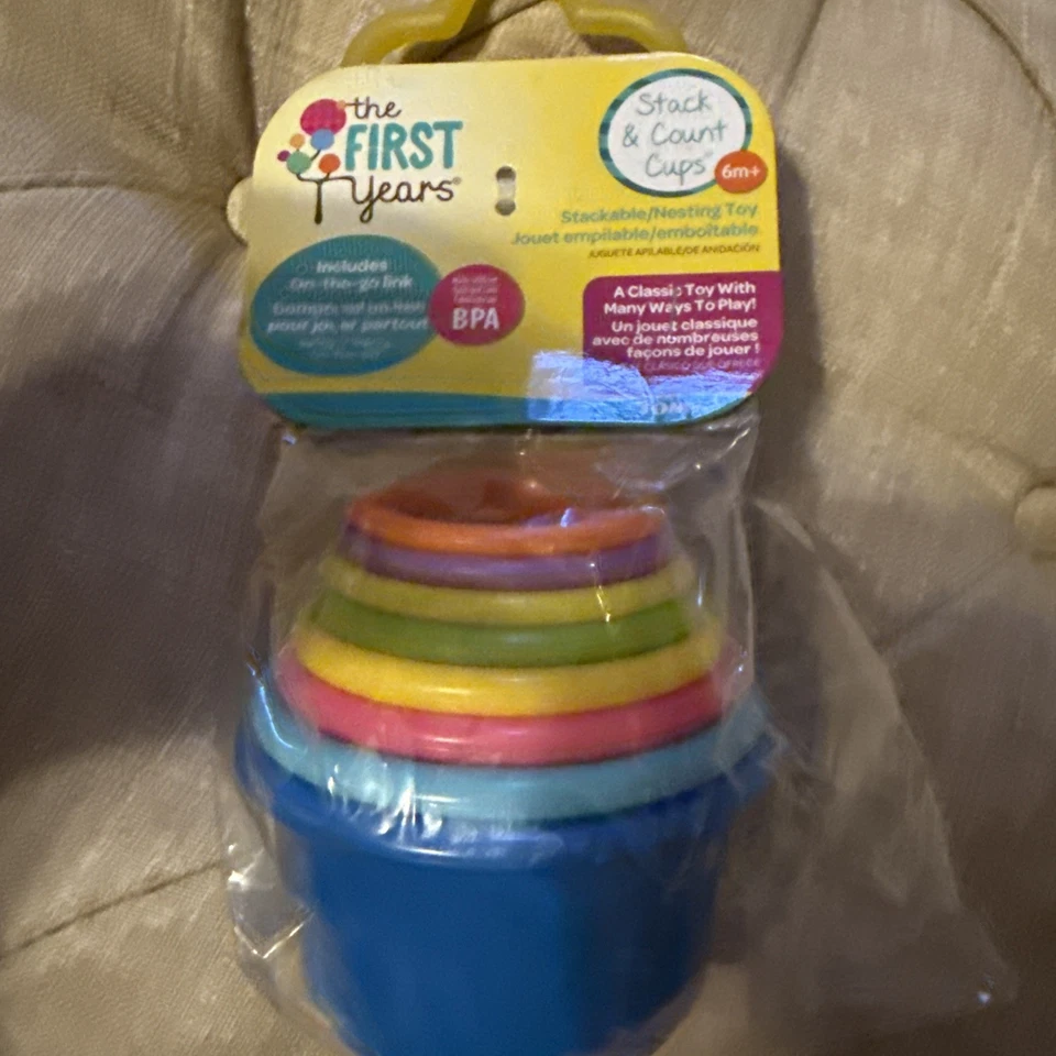 New STACKING CUPS The First Years Baby Development Toy Nesting Numbered Cups - Image 1 of 2