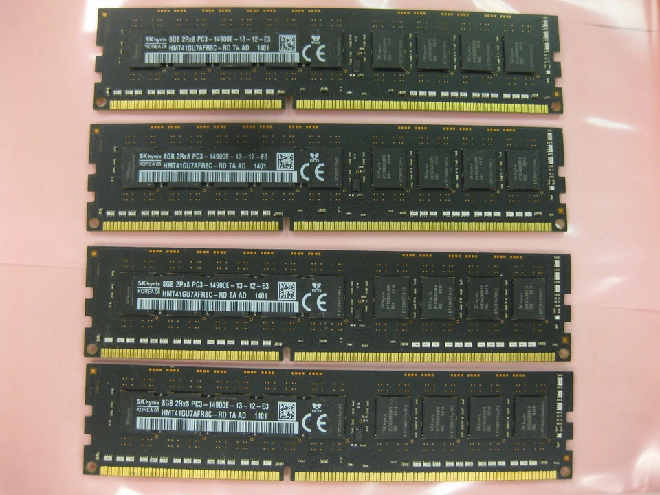 32GB (4x8GB) PC3-14900E DDR3-1866MHz 2Rx8 ECC SK Hynix HMT41GU7AFR8C-RD - Image 1 of 4