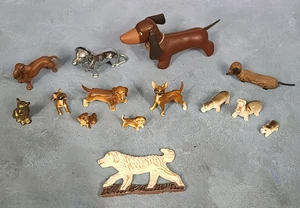 Collectable Ceramic Wooden Metal Leather Dogs Hippo Figurines Lot Of 14 - Picture 1 of 13