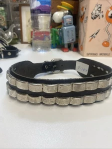 VERDADERO Principios de 1980’s Vintage Grueso Cuero Negro Perro Collar Punk Rock Raro - Imagen 1 de 4