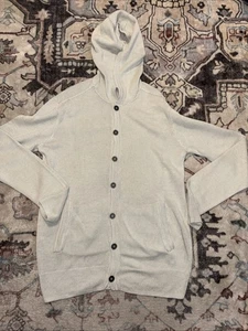 Cárdigan John Varvatos M RARO Lino Tejido con Cable Sudadera con Capucha XL Gunmetal Mediano - Imagen 1 de 6