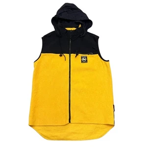 Vintage Nautica Competition Fleece Jacket Gilet Yellow Mens L Hooded USA - Picture 1 of 13