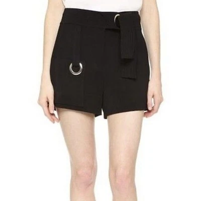 A.L.C. "Pantalones cortos negros ALC Lucile para mujer talla 2 viscosa con cinturón entrepierna de tiro alto 3""" Foto 1 de 4