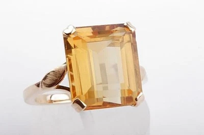 Ring Citrin 13 x 11 mm 750 18K Rosé Gold Gr. 53 Top! # - Bild 1 von 4