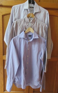 Three Striped Long Sleeved Cotton Jaeger Shirts Size 15.5" - Picture 1 of 24