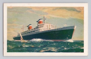 The New SS United States Oceanliner - United States Lines Cartolina Nave Barca - Foto 1 di 2