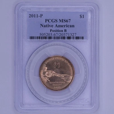 2011-P Native American Dollar Wampanoag Treaty Pos. B - PCGS 67 - Image 1 of 2