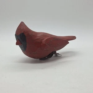 Adorno decorativo navideño vintage rústico tallado a mano cardenal con clip - Imagen 1 de 8