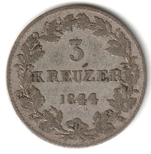 1844 Alemania Hesse-Darmstadt 3 cruceros plata escasa bonito envío gratuito - Imagen 1 de 2