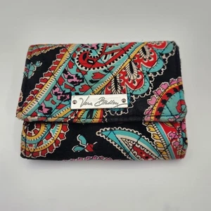Vera Bradley Euro Parisian Paisley Print Black Snap Button Closure Wallet - Picture 1 of 16
