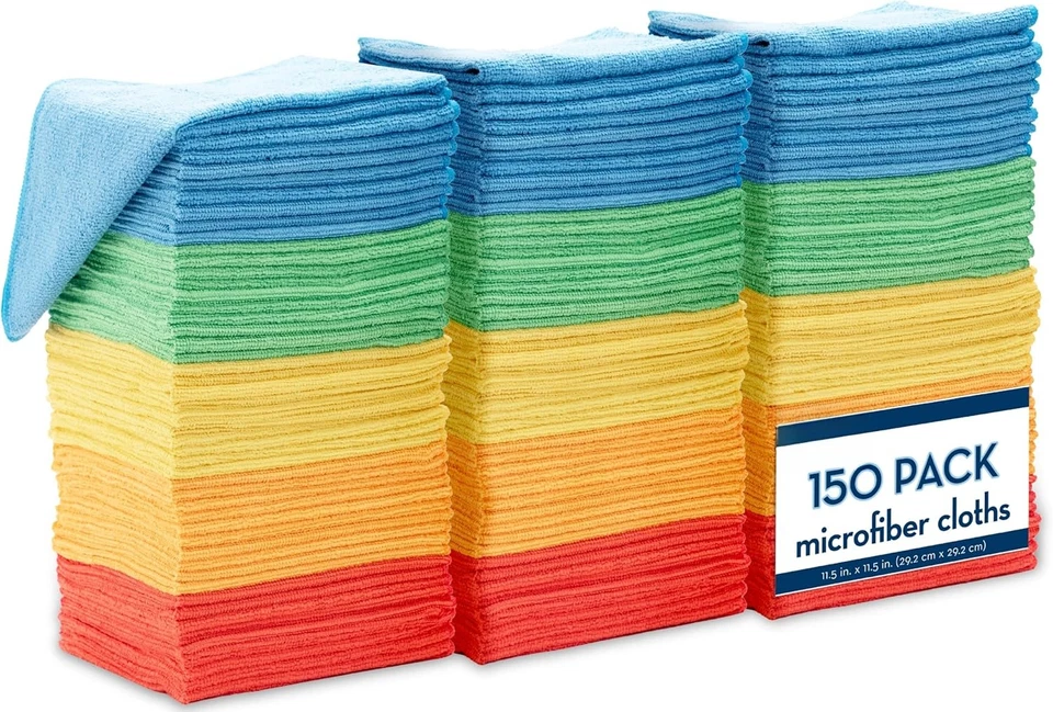 Paquete de 150 paños de limpieza de microfibra, toallas a granel para el hogar Foto 1 de 4
