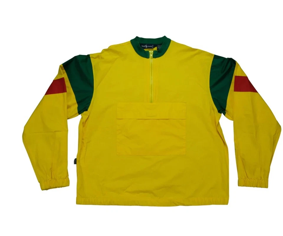 DE COLECCIÓN Ralph Lauren Para hombres Bloques de Color Algodón 1/4 Cremallera Pullover Anorak Bolsa Foto 1 de 4