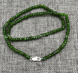Natural 2x4mm Faceted green Jade Abacus Gems beads Necklace Silver clasp 18'' - Picture 1 of 3