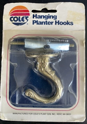 1 GANCHO DE TECHO vintage años 60 MCM tono dorado blanco ornamentado mediano para plantas 2" Foto 1 de 4