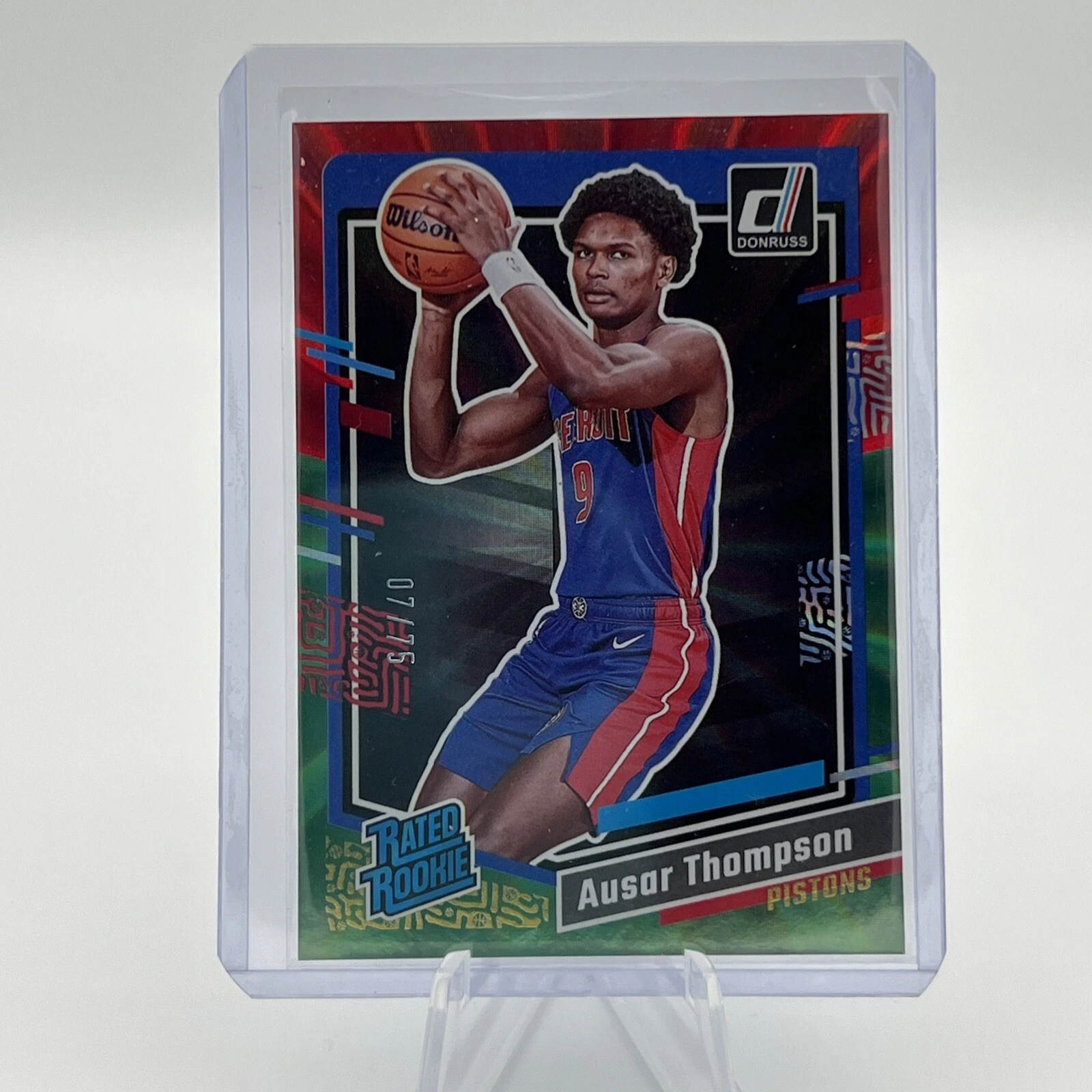 2023-24 Donruss Basketball #228 Ausar Thompson RC Red/Green Laser Holo 7/75