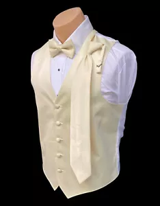 Men's Zelente Canary Yellow Tuxedo Vest with Bow & Long Tie Adjustable Size XS - Picture 1 of 4