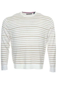 Perry Ellis Camel Striped Crew Neck Sweater - Picture 1 of 5