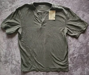 High Sierra Short Sleeve Shirt Men Medium Green Cotton Button Neck Indonesia - Picture 1 of 10