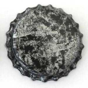 10 Antiqued Silver Black Print 32mm Bottle Caps with Chrome Interior * - Imagen 1 de 2