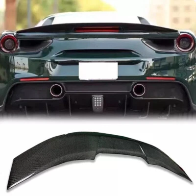 For Ferrari 488 GTB 2016+ Carbon Fiber Racing Rear Trunk Lip Spoiler Wing - Image 1 of 4