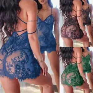 Underwear Set Lace Sleepwear Lingerie Women Sexy Nightwear Erotic Gift - Picture 1 of 8