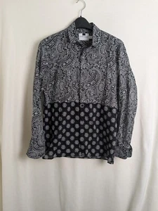 Topman Hombre Camisa Formal Informal Talla Mediana Negra Manga Larga Paisley Algodón - Imagen 1 de 10