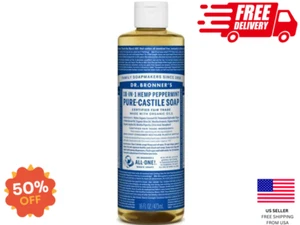 Dr. Bronner's Pure-Castile Liquid Soap – Peppermint – 16 Oz Non-GMO Vegan.. - Picture 1 of 5