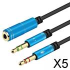5X Splitter Audio Cable 0.3M Câbles Stéréo Pour Microphone PC Ordinateur Bleu